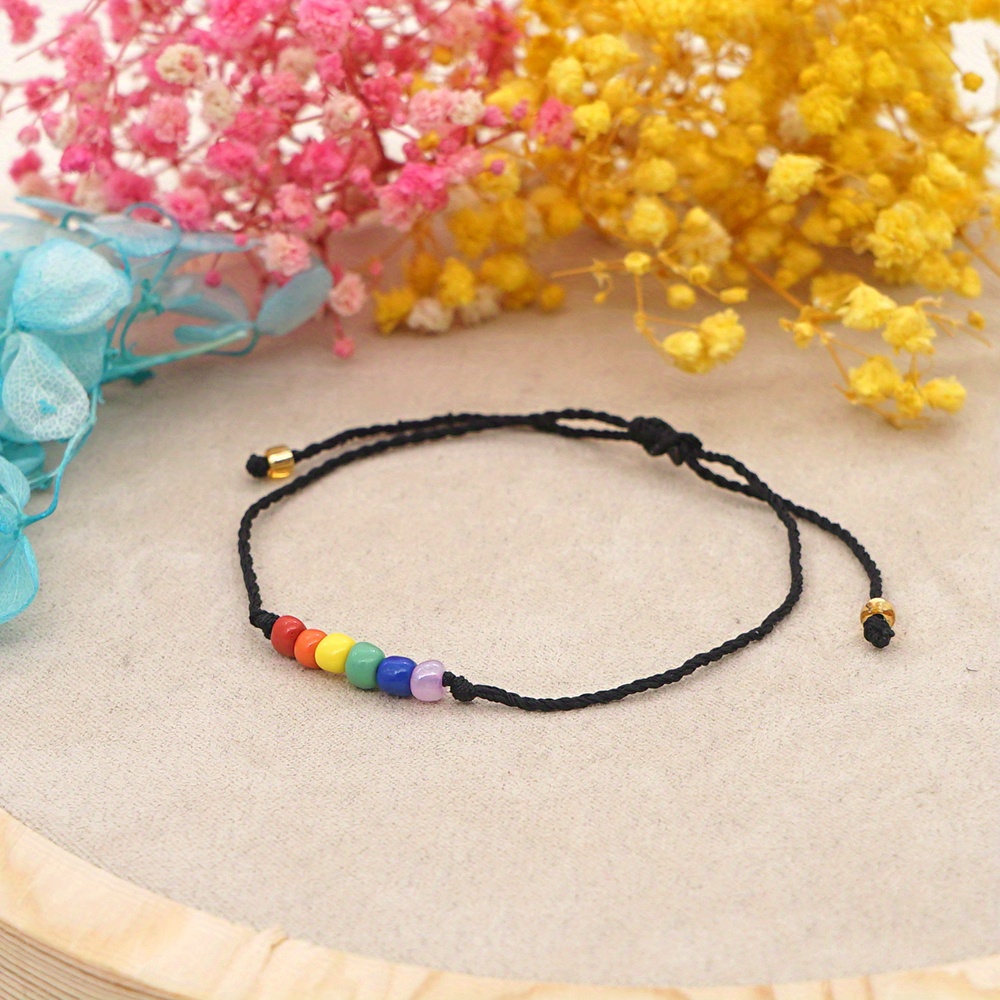 Adjustable Glass Bead Bracelet LGBTQ Pride